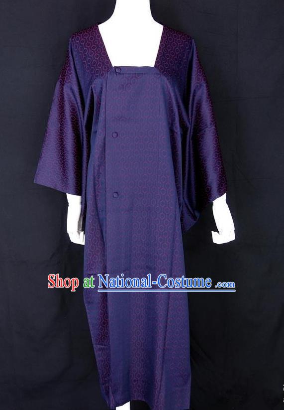 Asian Japanese Traditional Costumes Japan Kimono Purple Bathrobe Clothing for Women