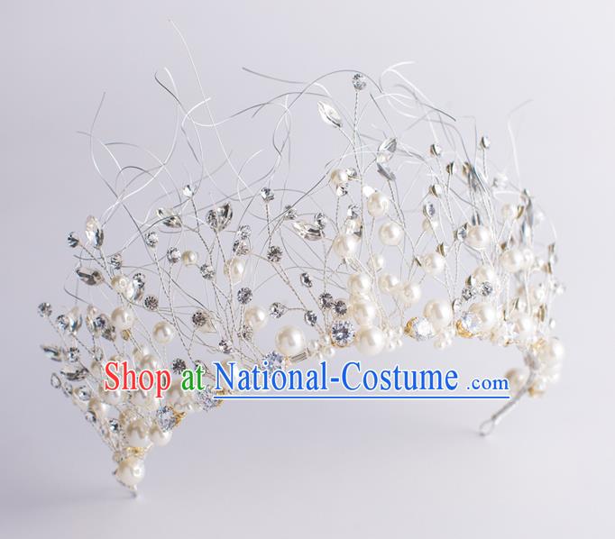 Handmade Classical Wedding Hair Accessories Bride Baroque Pearls Royal Crown Hair Coronet for Women