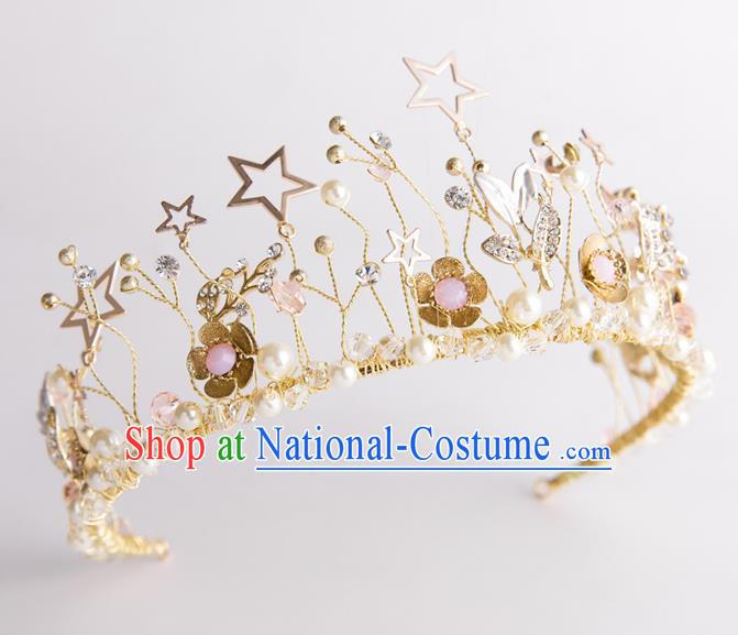 Handmade Classical Wedding Hair Accessories Bride Baroque Pearls Royal Crown Hair Clasp for Women