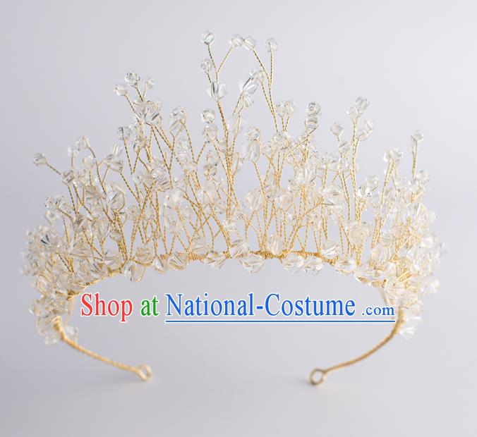 Handmade Classical Wedding Hair Accessories Bride Baroque Royal Crown Crystal Hair Clasp for Women