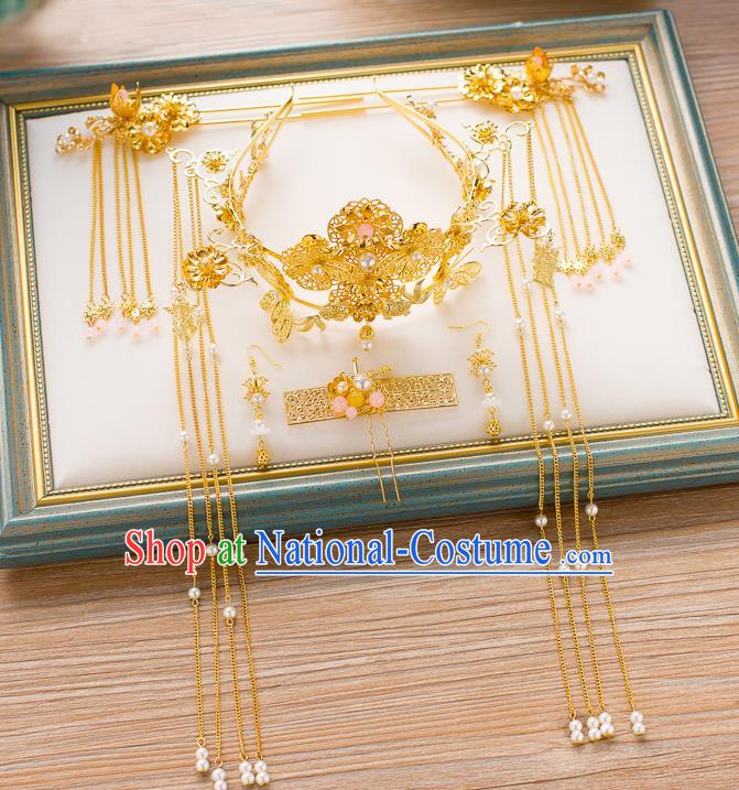 Chinese Hair Jewelry Accessories Xiuhe Suit Hairpins Headwear Headdress Hair Crown for Women