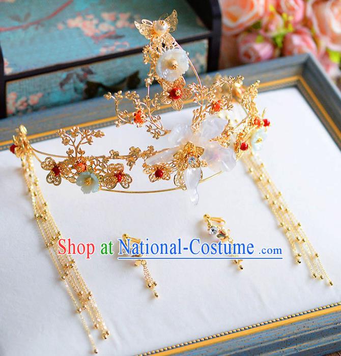 Chinese Handmade Classical Wedding Hair Accessories Ancient Tassel Hairpins Phoenix Coronet for Women