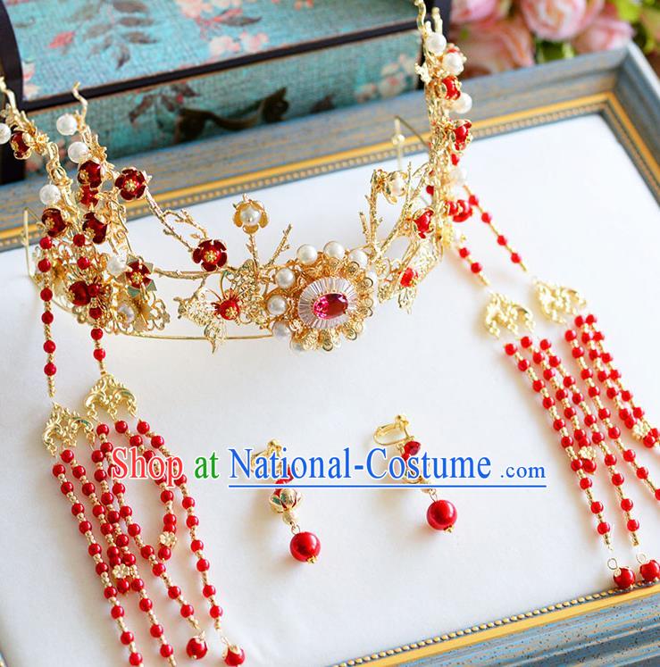 Chinese Handmade Classical Wedding Hair Accessories Ancient Phoenix Coronet Hairpins Headdress for Women