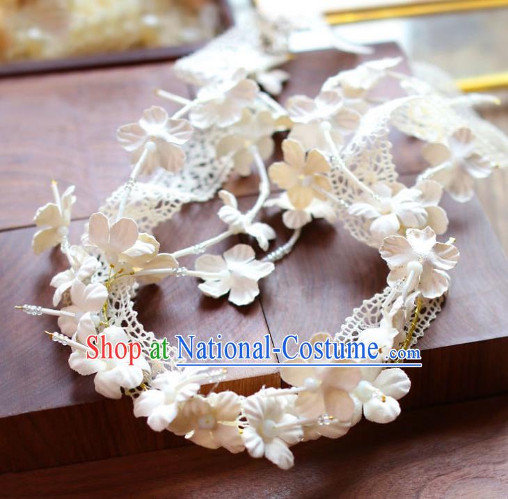 Handmade Classical Wedding Hair Accessories Bride White Flowers Hair Clasp Headband for Women