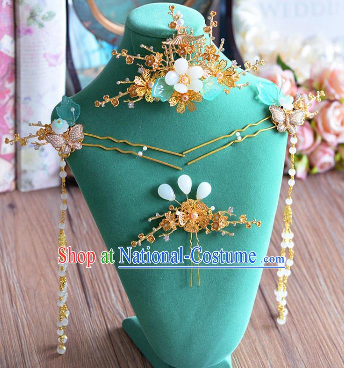 Chinese Handmade Classical Wedding Hair Accessories Ancient Tassel Hairpins Step Shake for Women