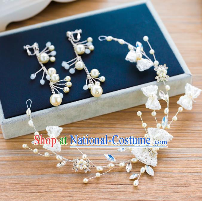 Handmade Classical Wedding Hair Accessories Bride Bowknot Hair Clasp Headband for Women