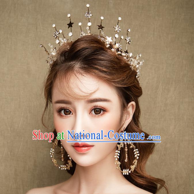 Handmade Classical Wedding Accessories Bride Stars Hair Clasp and Tassel Earrings for Women