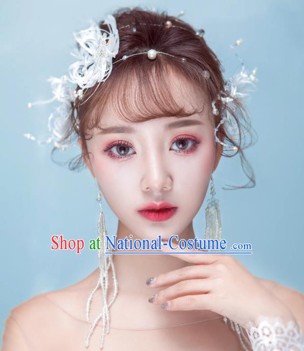 Handmade Classical Wedding Hair Accessories Bride Feather Hair Clasp Headband for Women