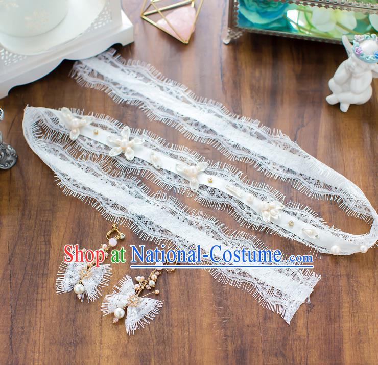 Handmade Classical Wedding Hair Accessories Bride Lace Hair Clasp Headband for Women