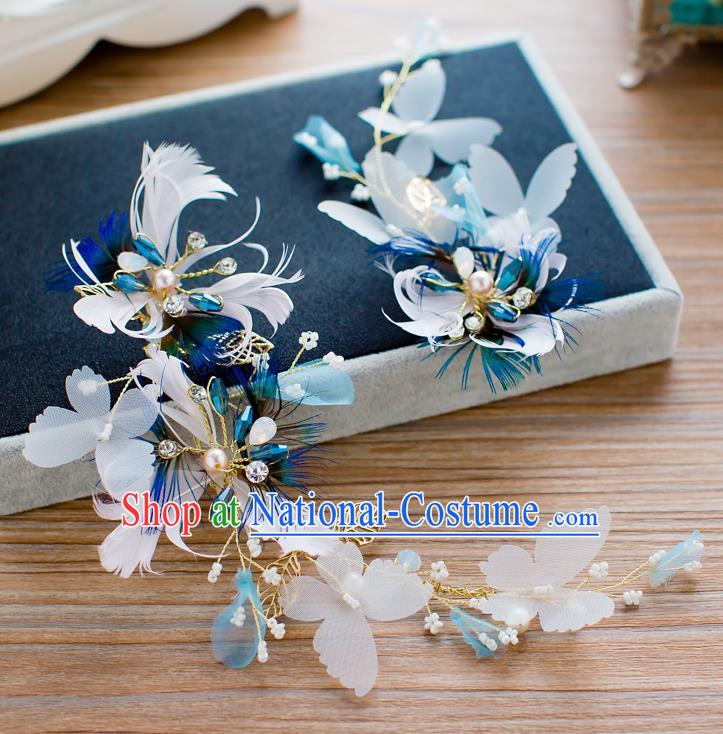 Handmade Classical Wedding Hair Accessories Bride Feather Hair Stick Headband for Women