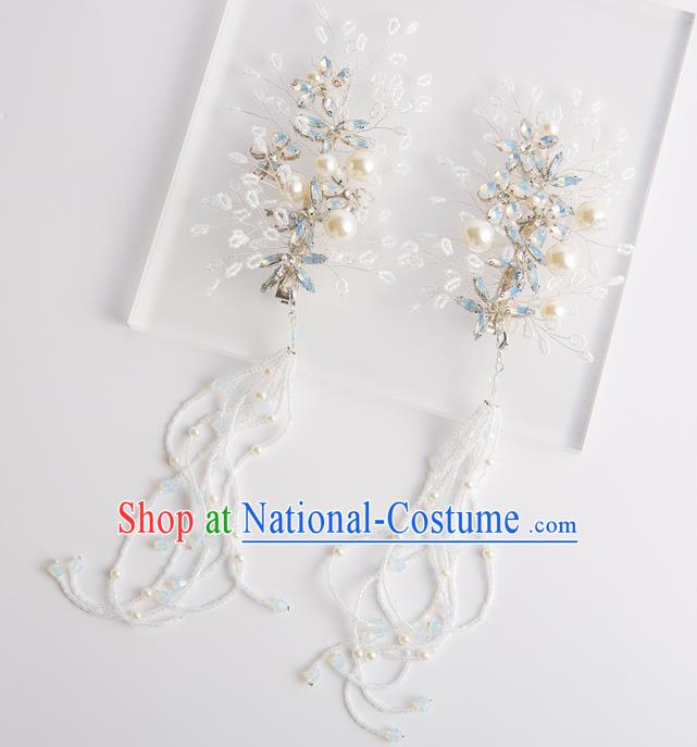 Handmade Classical Wedding Accessories Bride Pearls Tassel Earrings for Women