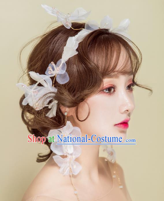 Handmade Classical Wedding Hair Accessories Bride Feather Flowers Hair Clasp Headband for Women