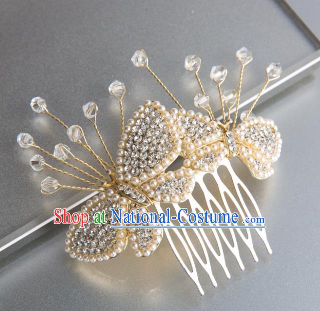 Handmade Classical Wedding Hair Accessories Bride Hairpins Pearls Butterfly Hair Combs for Women