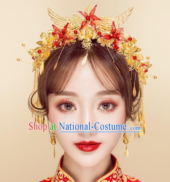 Chinese Handmade Classical Wedding Hair Accessories Ancient Phoenix Coronet Hairpins Headdress for Women