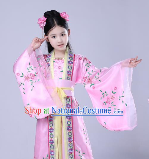 Traditional Chinese Tang Dynasty Imperial Concubine Embroidered Costume, China Ancient Princess Dress for Kids