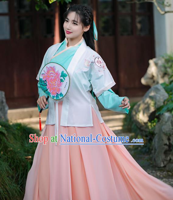 Traditional Chinese Song Dynasty Palace Lady Embroidered Costume, China Ancient Princess Dress for Women