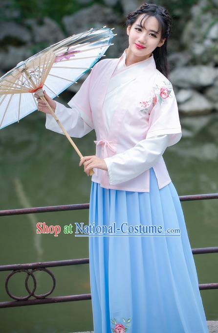 Traditional Chinese Song Dynasty Palace Lady Embroidered Costume, China Ancient Princess Dress for Women