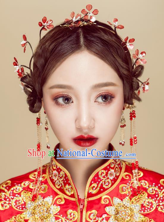 Chinese Handmade Classical Wedding Hair Accessories Ancient Wintersweet Hair Clasp Hairpins Headdress for Women