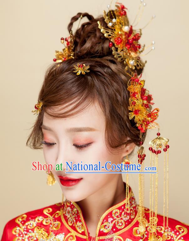 Chinese Handmade Classical Wedding Hair Accessories Ancient Phoenix Coronet Hairpins for Women