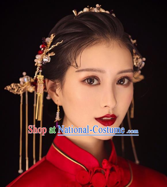 Chinese Handmade Classical Hair Accessories Ancient Palace Hairpins Tassel Step Shake Complete Set for Women