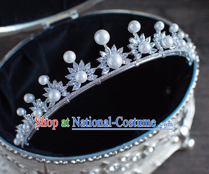 Handmade Classical Hair Accessories Bride Baroque Crystal Pearls Royal Crown Headwear for Women