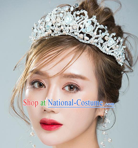 Handmade Classical Hair Accessories Bride Baroque Crystal Royal Crown Opal Coronet for Women