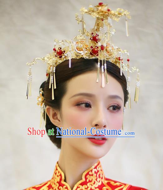 Chinese Handmade Classical Hair Accessories Ancient Palace Phoenix Coronet Hairpins for Women