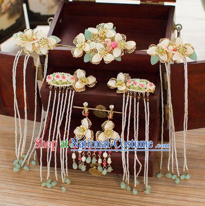 Chinese Handmade Classical Hair Accessories Ancient Palace Tassel Step Shake Hairpins for Women