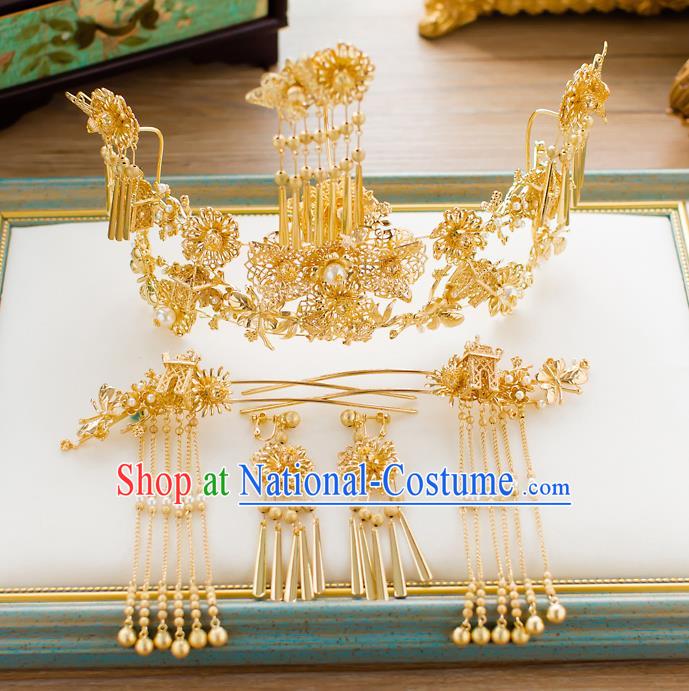 Chinese Hair Jewelry Accessories Xiuhe Suit Hairpins Headwear Headdress Hair Crown for Women