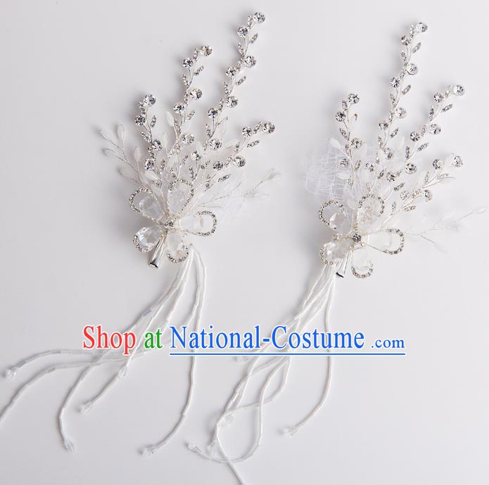 Handmade Classical Wedding Accessories Bride Tassel Crystal Earrings for Women