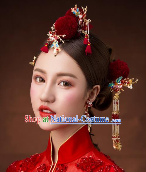 Chinese Handmade Classical Hair Accessories Ancient Bride Wedding Hairpins Complete Set for Women