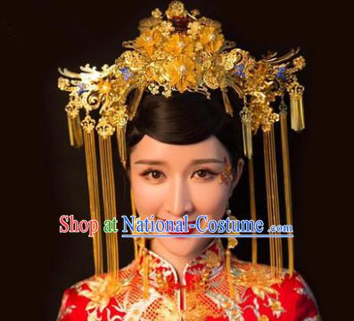 Chinese Handmade Classical Hair Accessories Ancient Queen Phoenix Coronet Hairpins Complete Set for Women