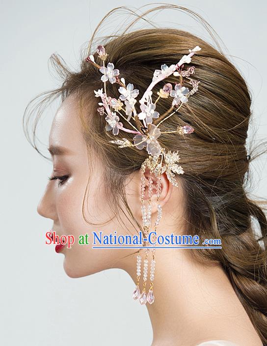 Handmade Classical Wedding Accessories Bride Tassel Ear Pendant Crystal Earrings for Women