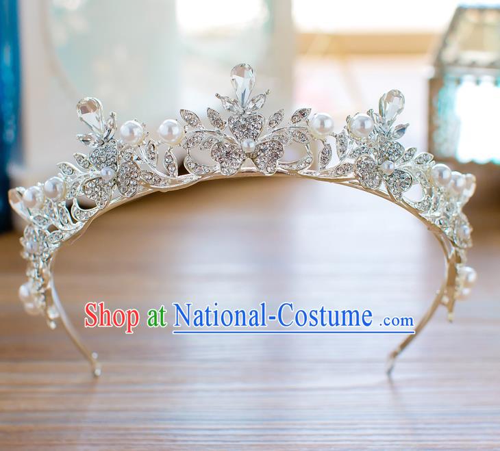 Handmade Classical Hair Accessories Baroque Crystal Royal Crown Princess Zircon Coronet for Women