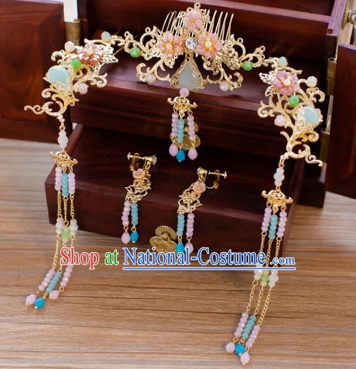 Chinese Handmade Classical Hair Accessories Ancient Tassel Phoenix Coronet Hairpins Step Shake for Women