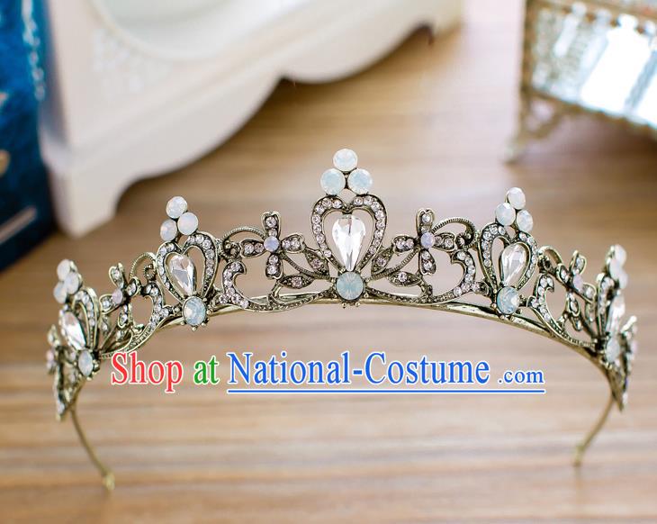 Handmade Classical Hair Accessories Baroque Crystal Royal Crown Princess Black Hair Clasp for Women