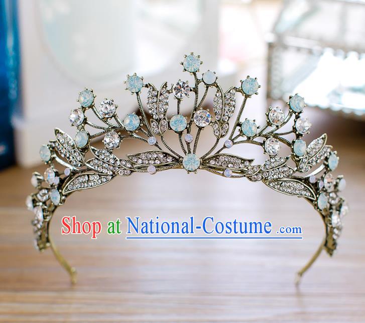 Handmade Classical Hair Accessories Baroque Retro Crystal Royal Crown Princess Black Hair Clasp for Women