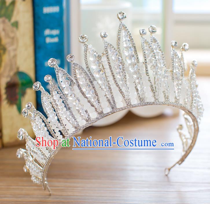 Handmade Classical Hair Accessories Baroque Crystal Beads Royal Crown Princess Hair Clasp for Women