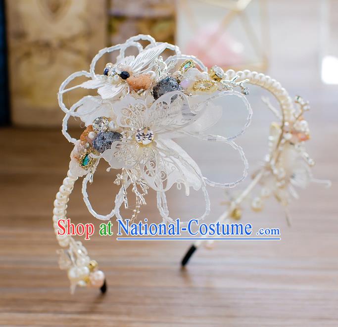 Handmade Classical Wedding Hair Accessories Bride Headwear Butterfly Pearls Hair Clasp for Women