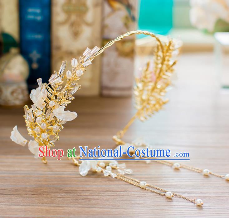 Handmade Classical Wedding Hair Accessories Bride Crystal Shell Hair Clasp Headband for Women