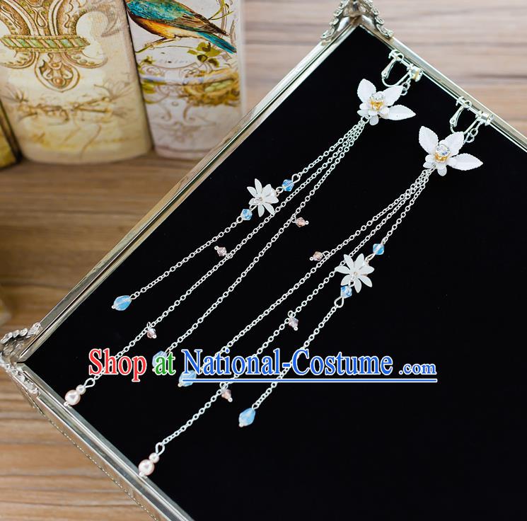 Handmade Classical Wedding Accessories Long Tassel Eardrop Bride Flowers Earrings for Women