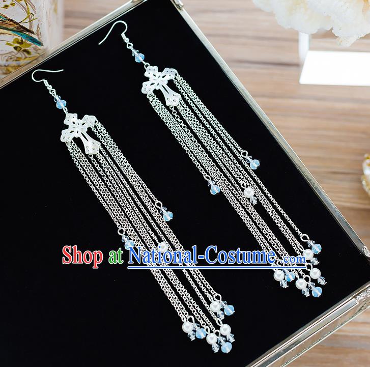 Handmade Classical Wedding Accessories Long Tassel Eardrop Bride Earrings for Women