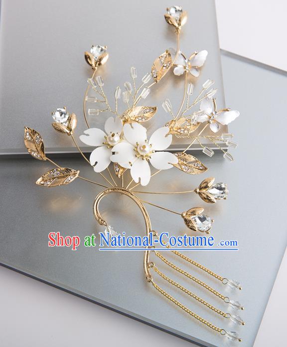 Handmade Classical Wedding Accessories Golden Tassel Eardrop Bride Earrings for Women