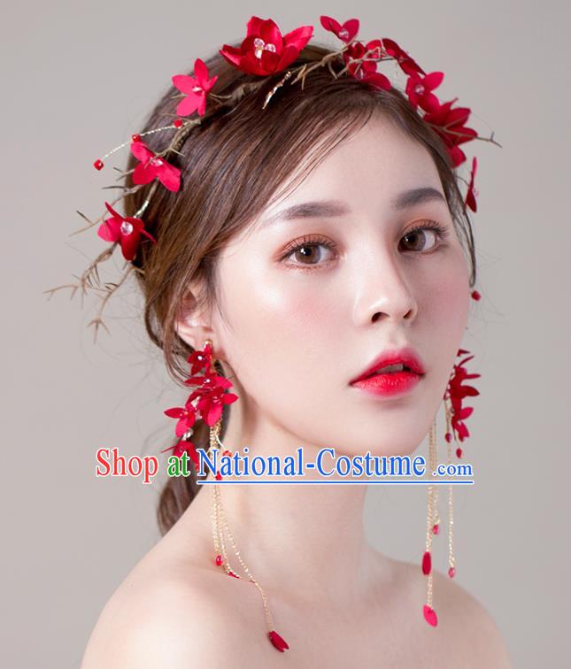 Handmade Classical Wedding Hair Accessories Bride Hair Clasp Red Headband for Women