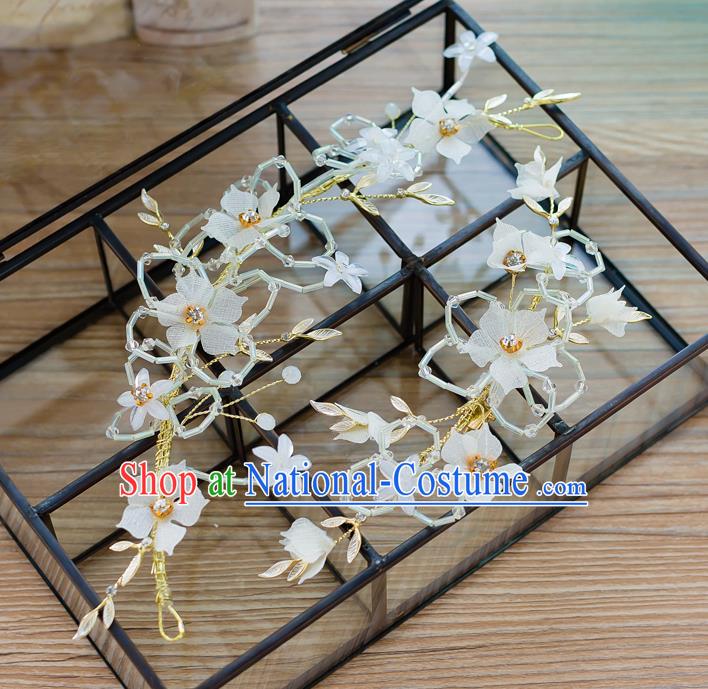 Handmade Classical Wedding Hair Accessories Bride Hair Clasp White Flowers Hair Stick for Women