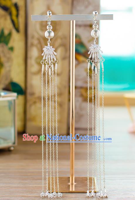 Handmade Classical Wedding Accessories Bride Crystal Beads Tassel Earrings for Women