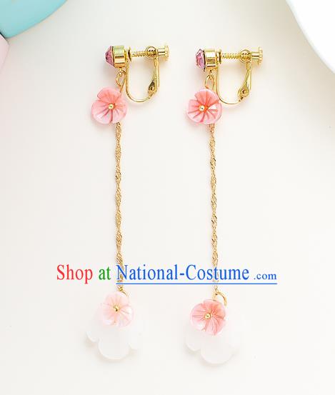 Handmade Classical Wedding Accessories Tassel Eardrop Bride Pink Shell Earrings for Women