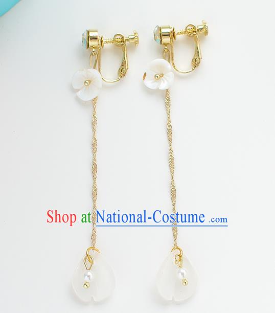 Handmade Classical Wedding Accessories Tassel Eardrop Bride White Shell Earrings for Women