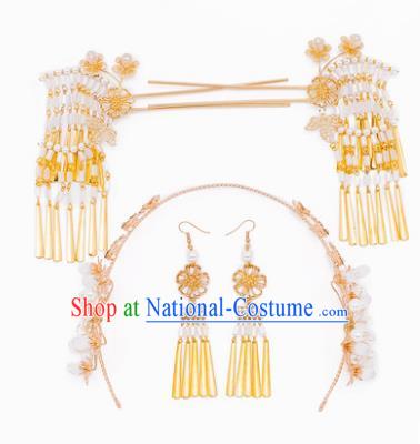 Chinese Handmade Classical Hair Accessories Ancient Palace Tassel Step Shake Hairpins Complete Set for Women