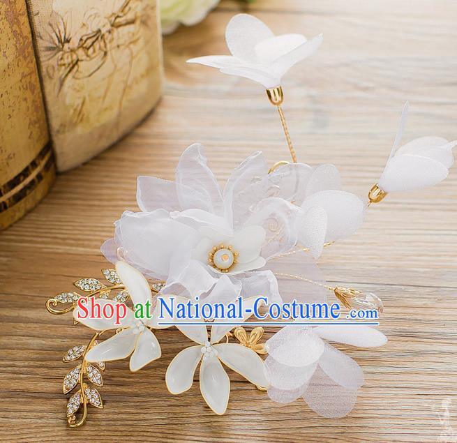 Handmade Classical Wedding Hair Accessories Bride Silk Flower Hair Stick Headwear for Women